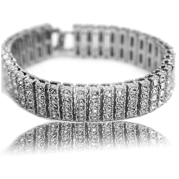 White Gold 45mm Watch + 4 Row Bracelet Set - Picture 4 of 4